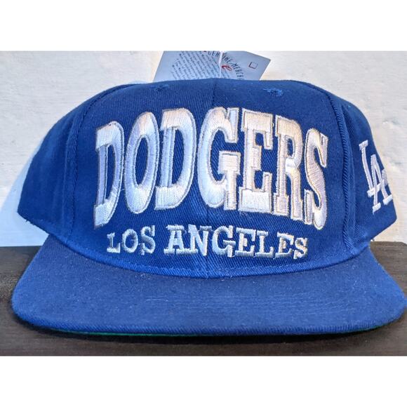 NEW Los Angeles Dodgers 90s Boxseat BLOCK script Logo snapback hat MLB vtg NWT - Picture 1 of 4